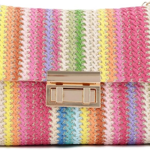Small Woven Straw Shoulder Bag for Women Summer Beach Vacation Crossbody - Picture 1 of 6